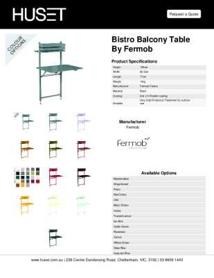 Tear Sheet: Bistro Balcony Table by Fermob