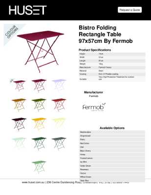 Tear Sheet: Bistro Folding Rectangle Table 97x57cm by Fermob 