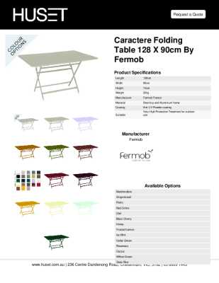 Tear Sheet: Caractere Folding Table 128 x 90cm by Fermob