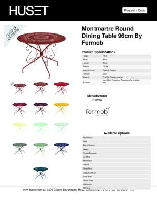 Tear Sheet: Montmartre Round Dining Table 96cm by Fermob