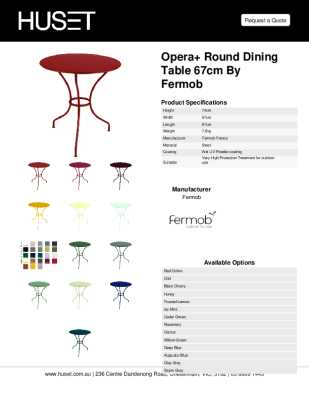 Tear Sheet: Opera+ Round Dining Table 67cm by Fermob 