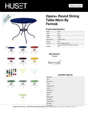 Tear Sheet: Opera+ Round Dining Table 96cm by Fermob 