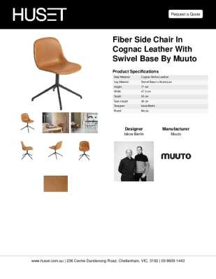 Tear Sheet: Fiber Side Chair in Cognac Leather with Swivel Base by Muuto