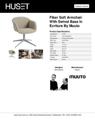 Tear Sheet: Fiber Soft Armchair with Swivel Base in Ecriture by Muuto