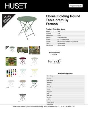 Tear Sheet: Floreal Folding Round Table 77cm by Fermob