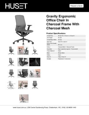 Tear Sheet: Gravity Ergonomic Office Chair in Charcoal Frame with Charcoal Mesh