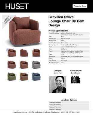 Tear Sheet: Grevillea Swivel Lounge Chair by Bent Design