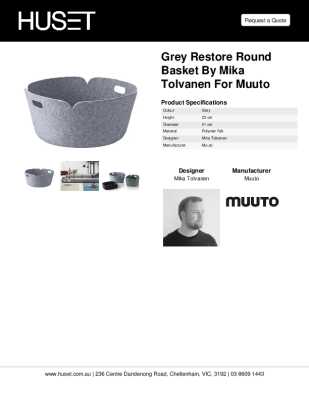 Tear Sheet: Grey Restore Round Basket by Mika Tolvanen for Muuto