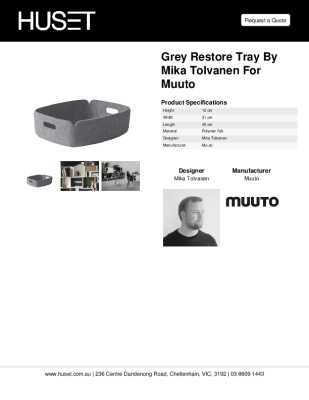 Tear Sheet: Grey Restore Tray by Mika Tolvanen for Muuto