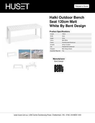 Tear Sheet: Halki Outdoor Bench Seat 120cm Matt White by Bent Design