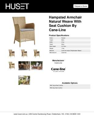 Tear Sheet: Hampsted Armchair Natural Weave with Seat Cushion by Cane-Line