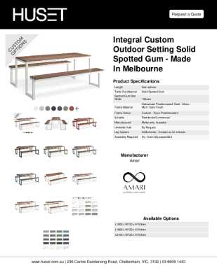 Tear Sheet: Integral Custom Outdoor Setting Solid Spotted Gum - Made in Melbourne