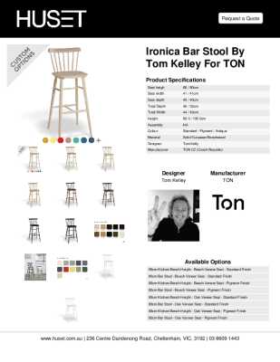 Tear Sheet: Ironica Bar Stool by Tom Kelley for TON  