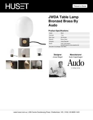 Tear Sheet: JWDA Table Lamp Bronzed Brass by Audo