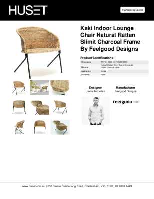 Tear Sheet: Kaki Indoor Lounge Chair Natural Rattan Slimit Charcoal Frame by Feelgood Designs