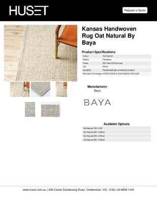 Tear Sheet: Kansas Handwoven Rug Oat Natural by Baya