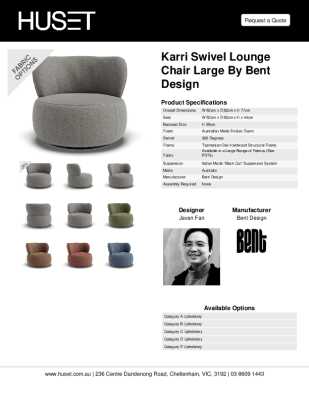 Tear Sheet: Karri Swivel Lounge Chair Large by Bent Design