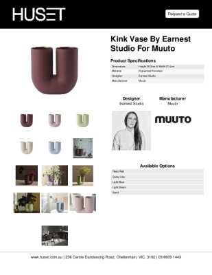 Tear Sheet: Kink Vase by Earnest Studio For Muuto