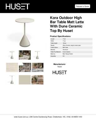 Tear Sheet: Kora Outdoor High Bar Table Matt Latte with Dune Ceramic Top by Huset