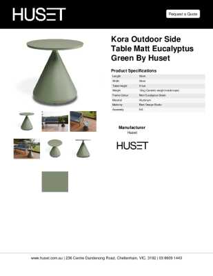 Tear Sheet: Kora Outdoor Side Table Matt Eucalyptus Green by Huset