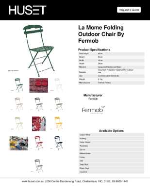 Tear Sheet: La Mome Folding Outdoor Chair by Fermob