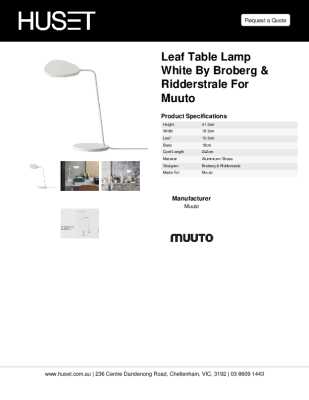 Tear Sheet: Leaf Table Lamp White by Broberg & Ridderstrale for Muuto