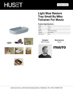 Tear Sheet: Light Blue Restore Tray Small by Mika Tolvanen for Muuto