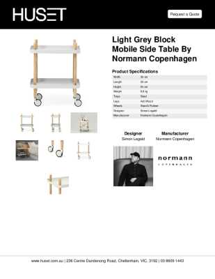 Tear Sheet: Light Grey Block Mobile Side Table by Normann Copenhagen 