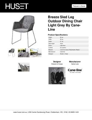 Tear Sheet: Breeze Sled Leg Outdoor Dining Chair Light Grey by Cane-line