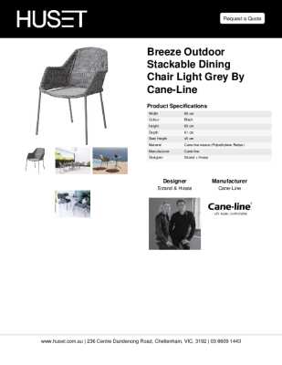 Tear Sheet: Breeze Outdoor Stackable Dining Chair Light Grey by Cane-line