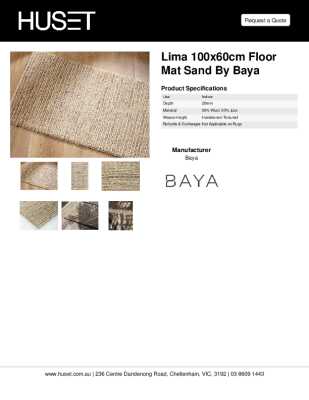 Tear Sheet: Lima 100x60cm Floor Mat Sand by Baya
