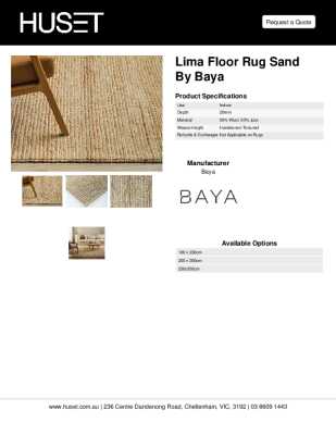 Tear Sheet: Lima Floor Rug Sand by Baya