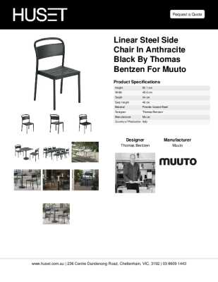 Tear Sheet: Linear Steel Side Chair in Anthracite Black by Thomas Bentzen for Muuto