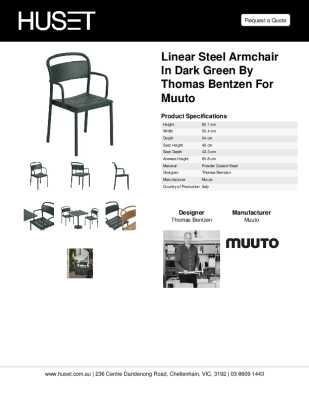 Tear Sheet: Linear Steel Armchair in Dark Green by Muuto