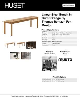Tear Sheet: Linear Steel Bench in Burnt Orange by Muuto