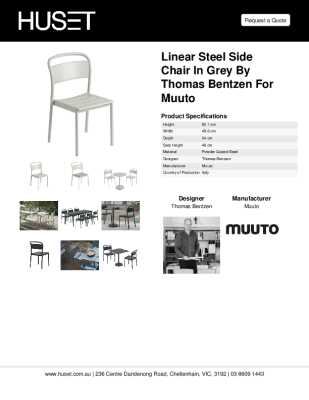 Tear Sheet: Linear Steel Side Chair in Grey by Thomas Bentzen for Muuto