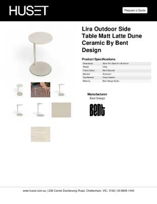 Tear Sheet: Lira Outdoor Side Table Matt Latte Dune Ceramic by Bent Design