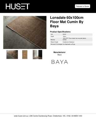 Tear Sheet: Lonsdale 60x100cm Floor Mat Cumin by Baya