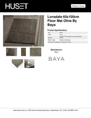 Tear Sheet: Lonsdale 60x100cm Floor Mat Olive by Baya