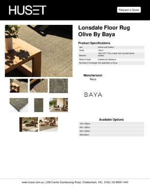 Tear Sheet: Lonsdale Floor Rug Olive by Baya