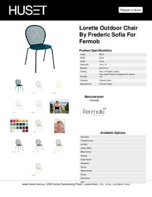 Tear Sheet: Lorette Outdoor Chair by Frederic Sofia for Fermob