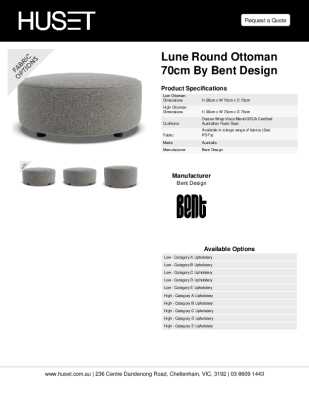 Tear Sheet: Lune Round Ottoman 70cm by Bent Design