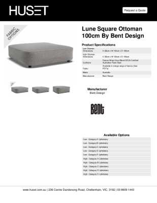 Tear Sheet: Lune Square Ottoman 100cm by Bent Design