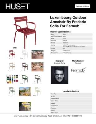 Tear Sheet: Luxembourg Outdoor Armchair by Frederic Sofia for Fermob