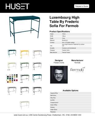 Tear Sheet: Luxembourg High Table by Frederic Sofia for Fermob
