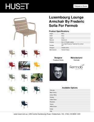 Tear Sheet: Luxembourg Lounge Armchair by Frederic Sofia for Fermob
