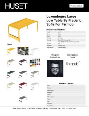 Tear Sheet: Luxembourg Large Low Table by Frederic Sofia for Fermob
