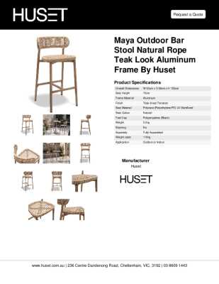 Tear Sheet: Maya Outdoor Bar Stool Natural Rope Teak Look Aluminum Frame by Huset