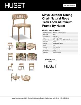 Tear Sheet: Maya Outdoor Dining Chair Natural Rope Teak Look Aluminum Frame by Huset