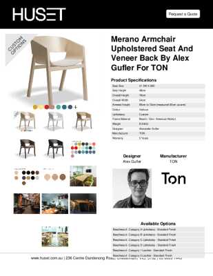 Tear Sheet: Merano Armchair Upholstered Seat and Veneer Back by Alex Gufler for TON
